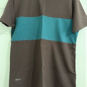 BYLT Basics Brown and Teal Short Sleeve Tee